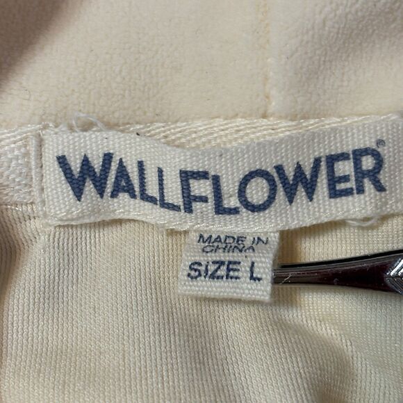 WALLFLOWER Cowl Neck Top Cream Velvety Soft Velour Cuffed Sleeves - Picture 7 of 8